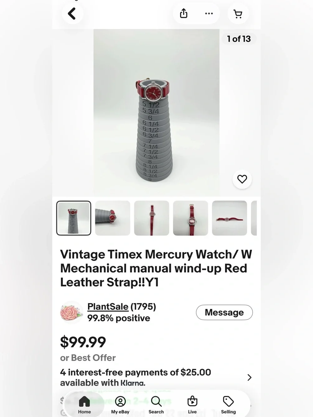 Timex Vintage Mercury Red Dial Watch with Matching Red Leather Strap